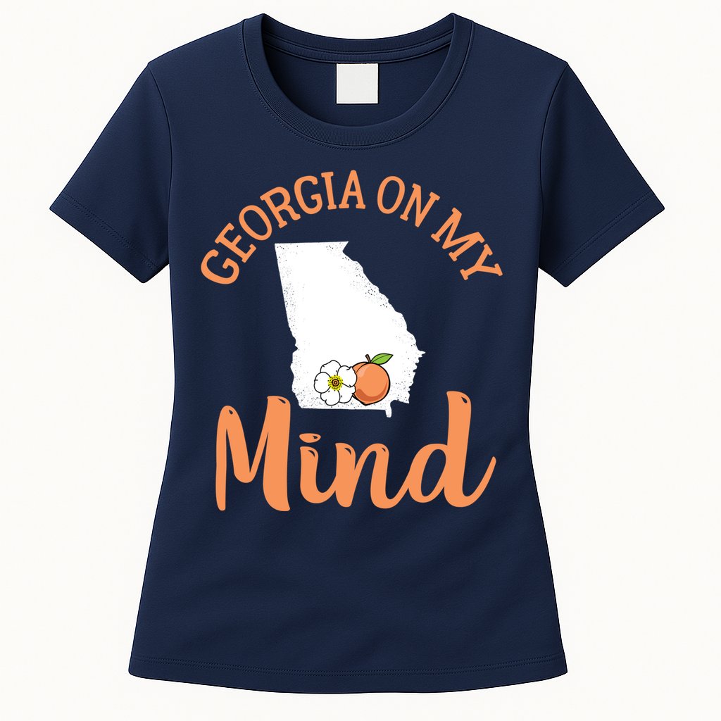 Georgia On My Mind GA Atlanta Peach Funny Southern State Womens T-Shirt