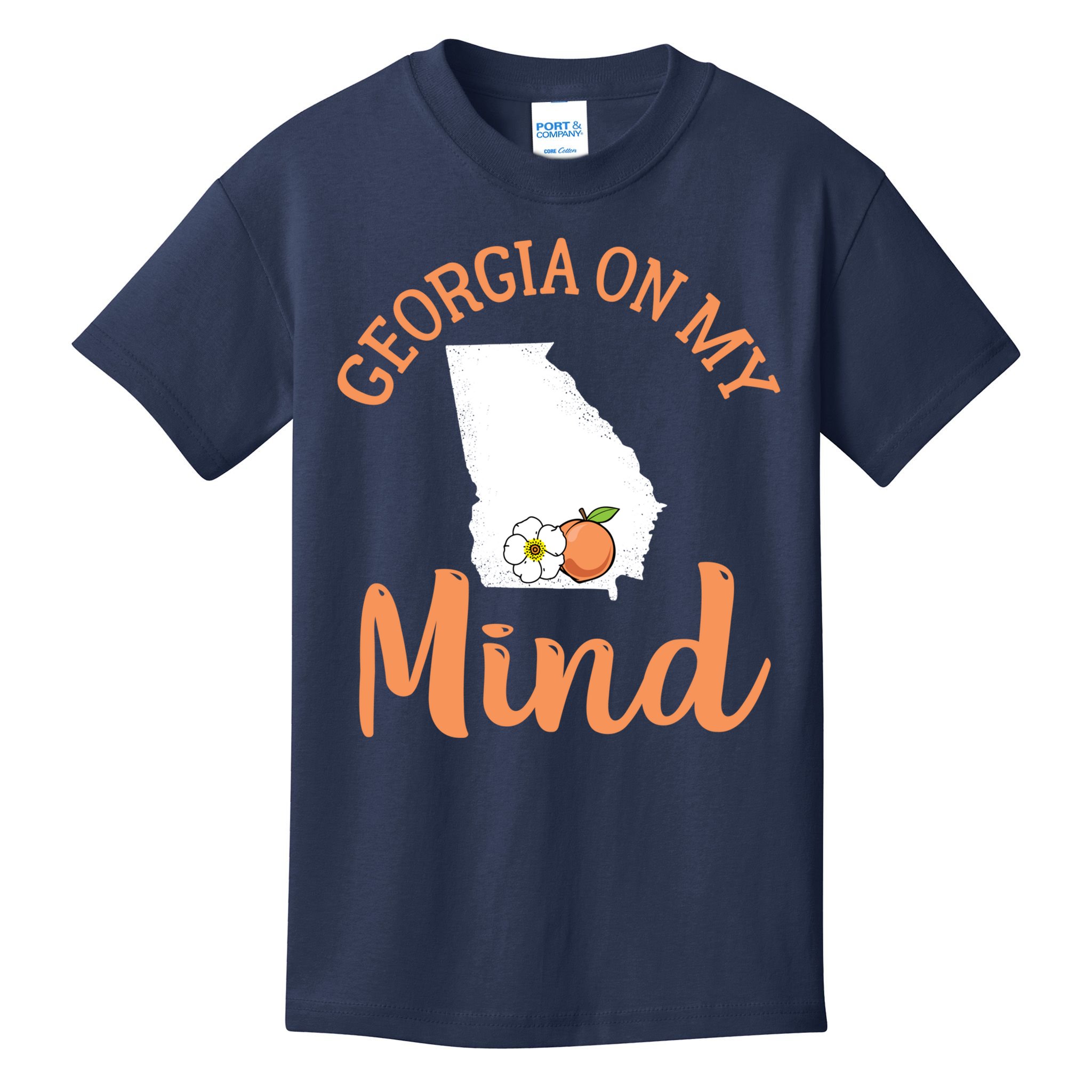 Georgia On My Mind GA Atlanta Peach Funny Southern State Kids T-Shirt
