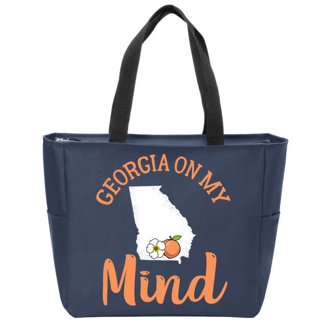 Georgia On My Mind GA Atlanta Peach Funny Southern State Zip Tote Bag
