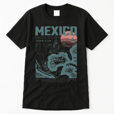 Gulf Of Mexico Vintage Map Nautical Ocean Adventure Tall T-Shirt