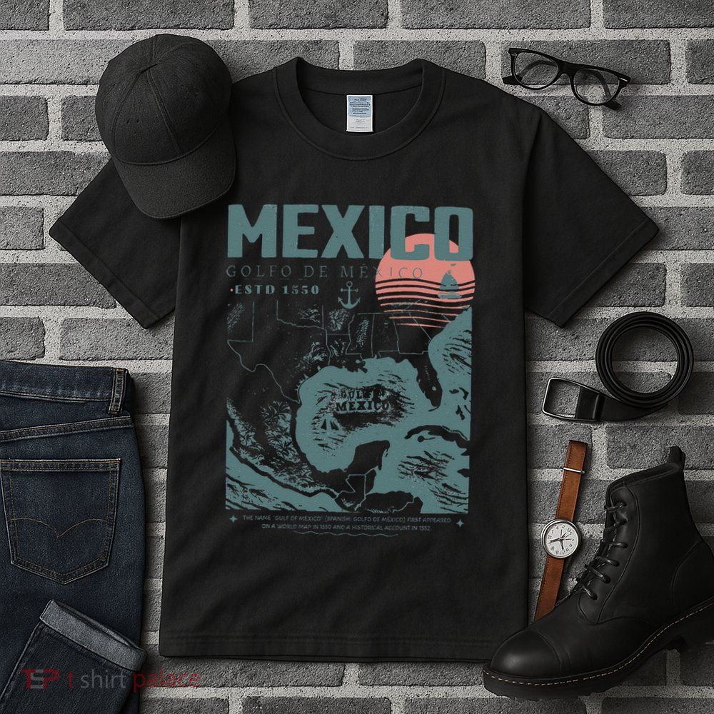 Gulf Of Mexico Vintage Map Nautical Ocean Adventure Tall T-Shirt