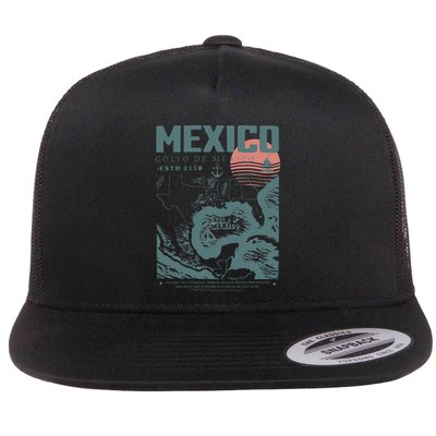 Gulf Of Mexico Vintage Map Nautical Ocean Adventure Flatbill Hat