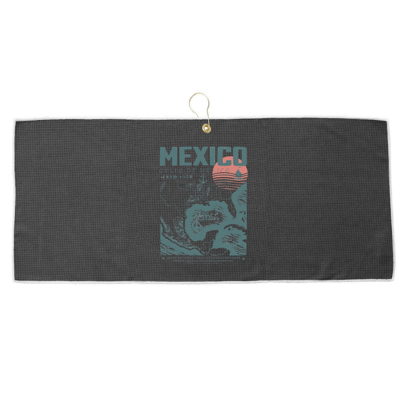Gulf Of Mexico Vintage Map Nautical Ocean Adventure Large Microfiber Waffle Golf Towel