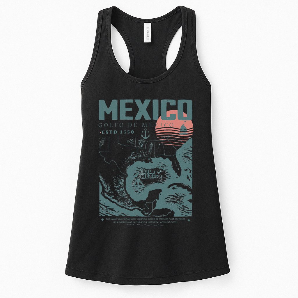 Gulf Of Mexico Vintage Map Nautical Ocean Adventure Womens Tank Top