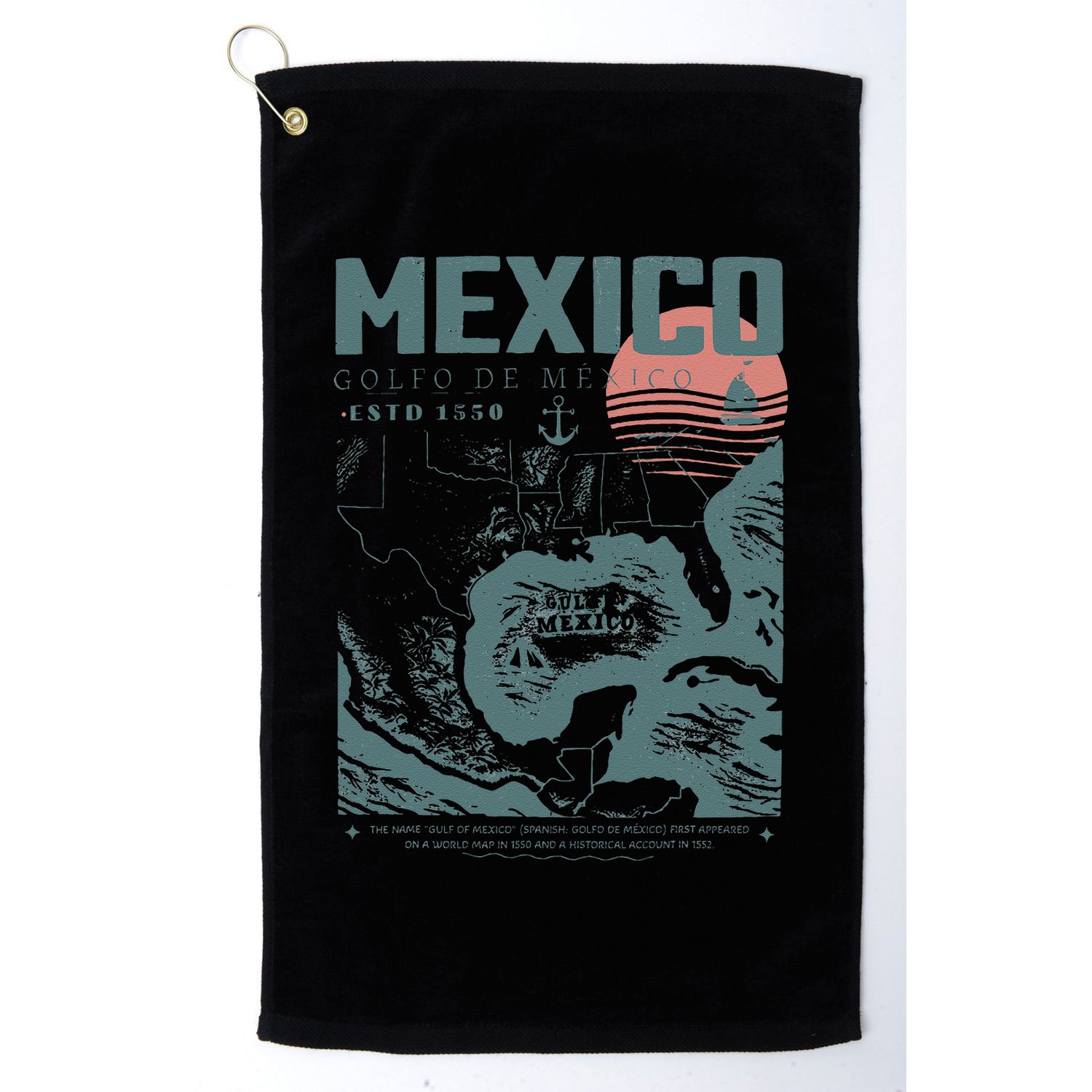 Gulf Of Mexico Vintage Map Nautical Ocean Adventure Golf Towel