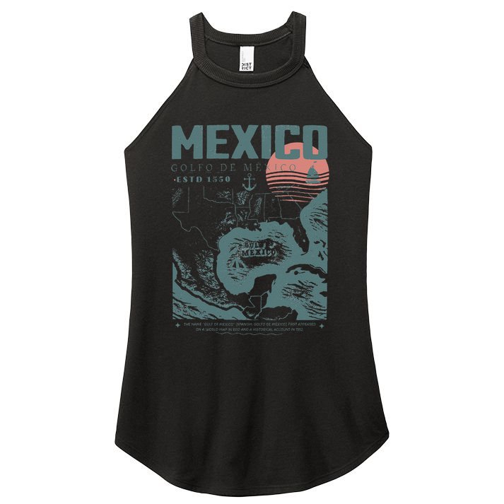 Gulf Of Mexico Vintage Map Nautical Ocean Adventure Women's Perfect Tri Rocker Tank