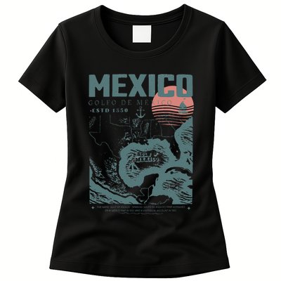 Gulf Of Mexico Vintage Map Nautical Ocean Adventure Womens T-Shirt