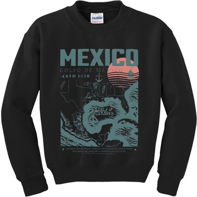 Gulf Of Mexico Vintage Map Nautical Ocean Adventure Kids Sweatshirt