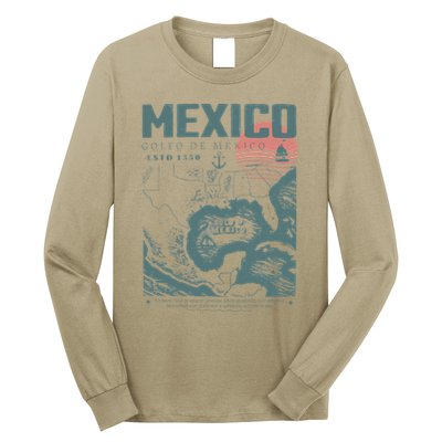 Gulf Of Mexico Vintage Map Nautical Ocean Adventure Long Sleeve Shirt