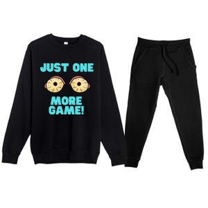 Gamer One More Game Funny Video Games Premium Crewneck Sweatsuit Set