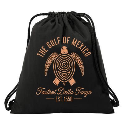 Gulf Of Mexico Foxtrots Deltas Tangos Gulf Of Mexico Turtle Drawstring Bag