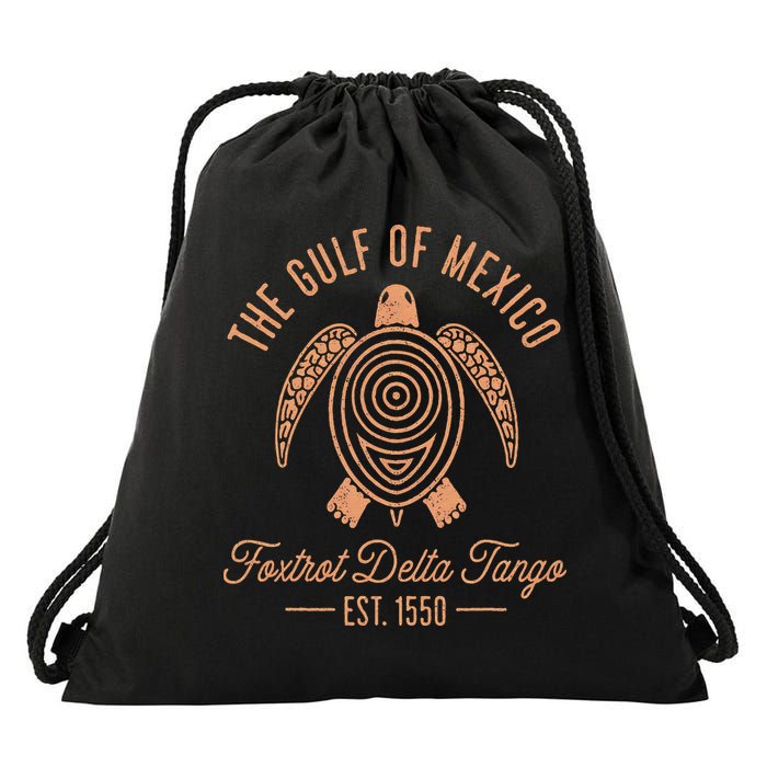 Gulf Of Mexico Foxtrots Deltas Tangos Gulf Of Mexico Turtle Drawstring Bag