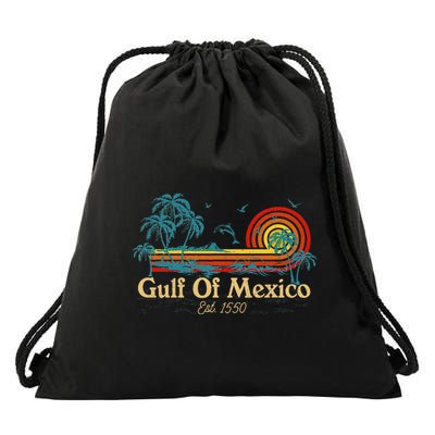 Gulf Of Mexico Est 1550 Retro Vintage Beach Gulf Of Mexico .Png Drawstring Bag