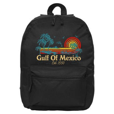 Gulf Of Mexico Est 1550 Retro Vintage Beach Gulf Of Mexico .Png 16 in Basic Backpack