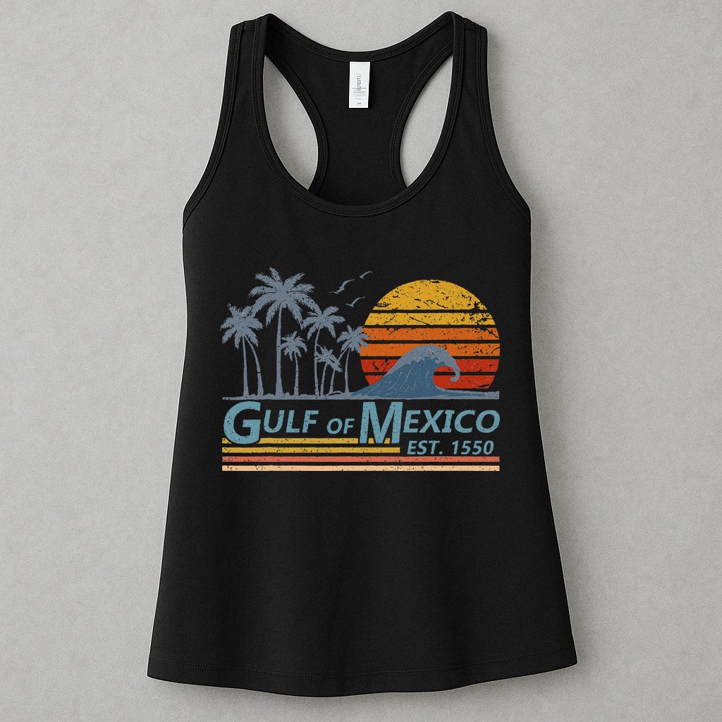 Gulf Of Mexico Retro Sunset Vintage Beach Vacation Womens Tank Top