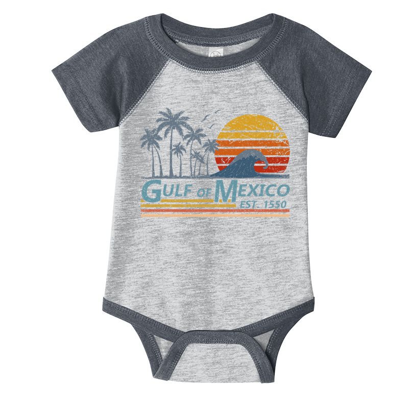 Gulf Of Mexico Retro Sunset Vintage Beach Vacation Infant Baby Jersey Bodysuit