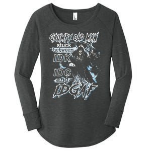 Grumpy Old Man Stuck Between Idk Idc And Idgaf Women's Perfect Tri Tunic Long Sleeve Shirt