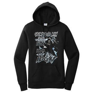 Grumpy Old Man Stuck Between Idk Idc And Idgaf Women's Pullover Hoodie