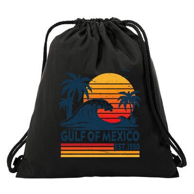 Gulf Of Mexico Est 1550 Palms Summer Vacation Funny Holiday Drawstring Bag