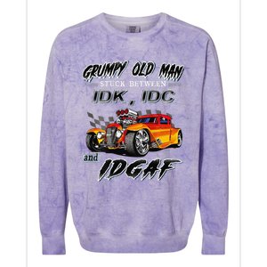 Grumpy Old Man Stuck Between Hot Rods Colorblast Crewneck Sweatshirt