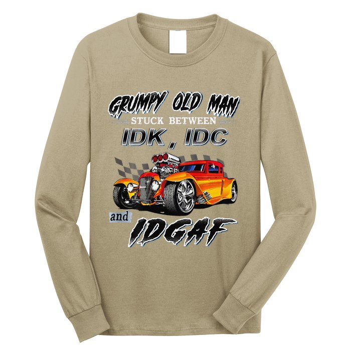 Grumpy Old Man Stuck Between Hot Rods Long Sleeve Shirt