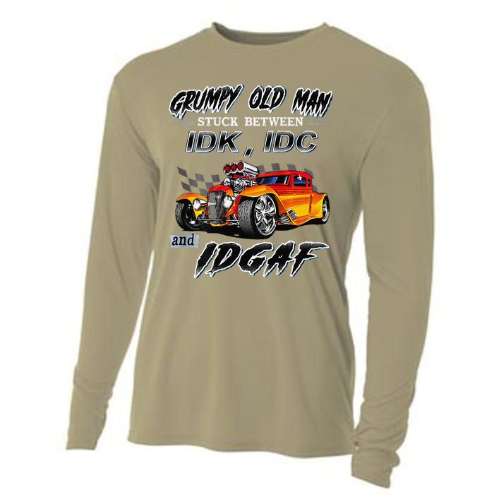 Grumpy Old Man Stuck Between Hot Rods Cooling Performance Long Sleeve Crew