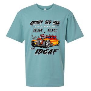 Grumpy Old Man Stuck Between Hot Rods Sueded Cloud Jersey T-Shirt