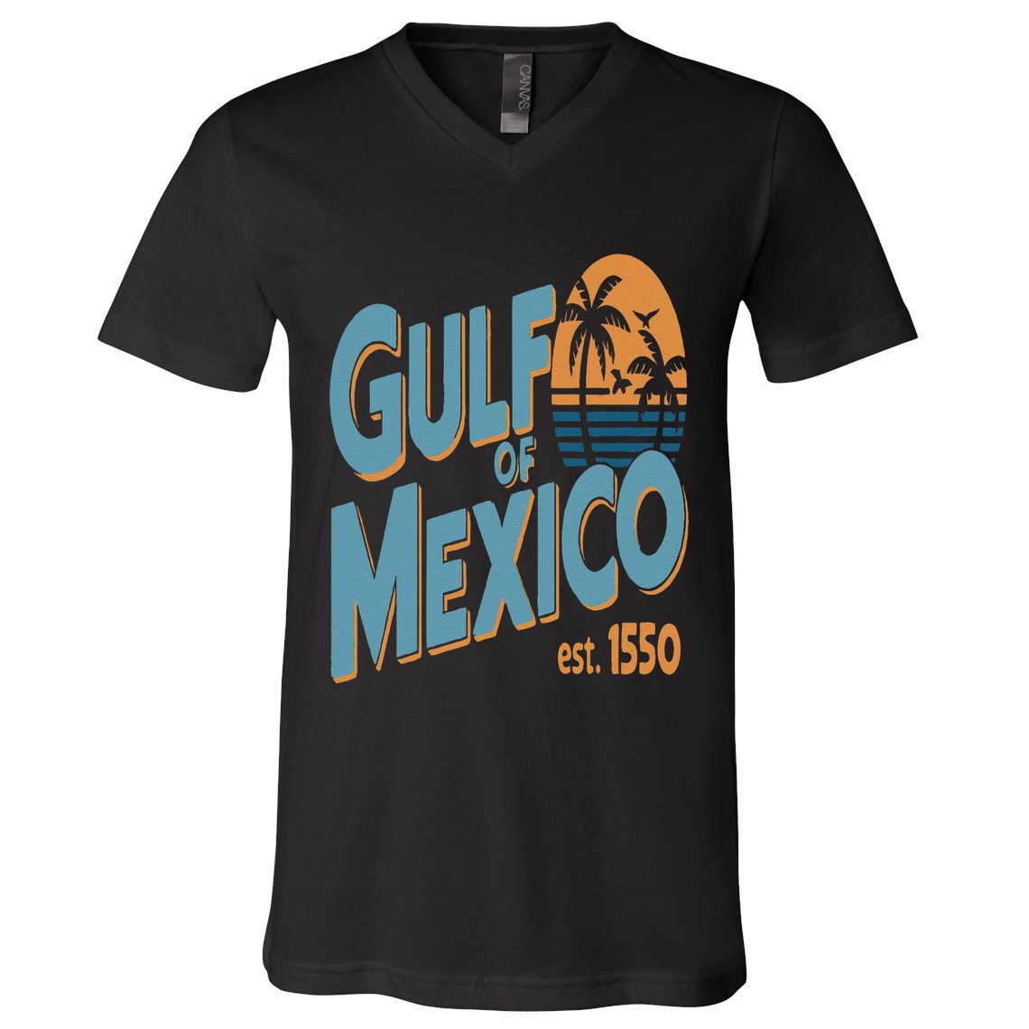 Gulf Of Mexico Retro Beach Sunset Vintage Travel Souvenir V-Neck T-Shirt