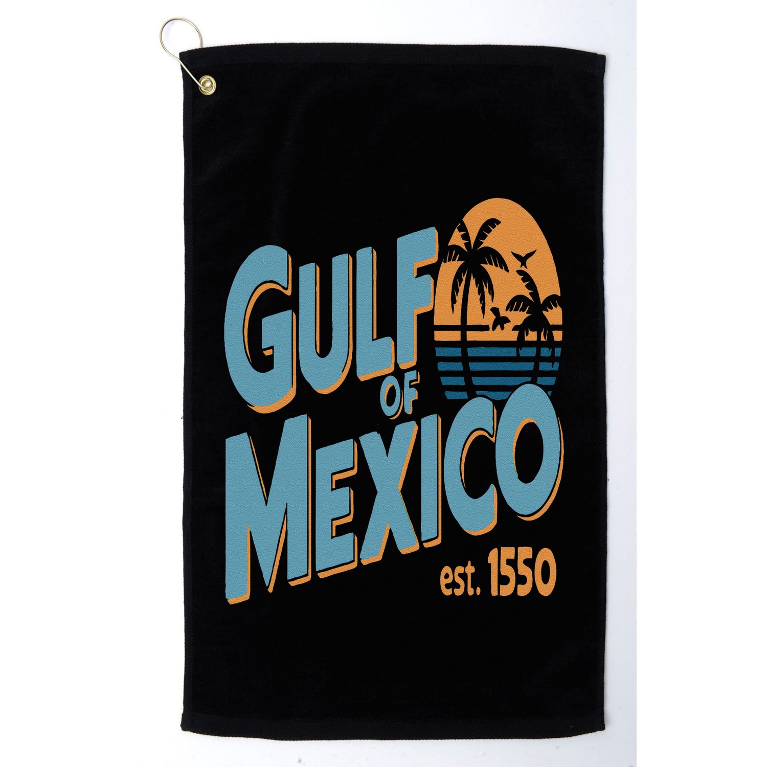 Gulf Of Mexico Retro Beach Sunset Vintage Travel Souvenir Golf Towel
