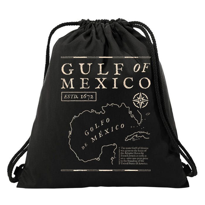 Gulf Of Mexico 1672 Historic Map De MéXico Drawstring Bag