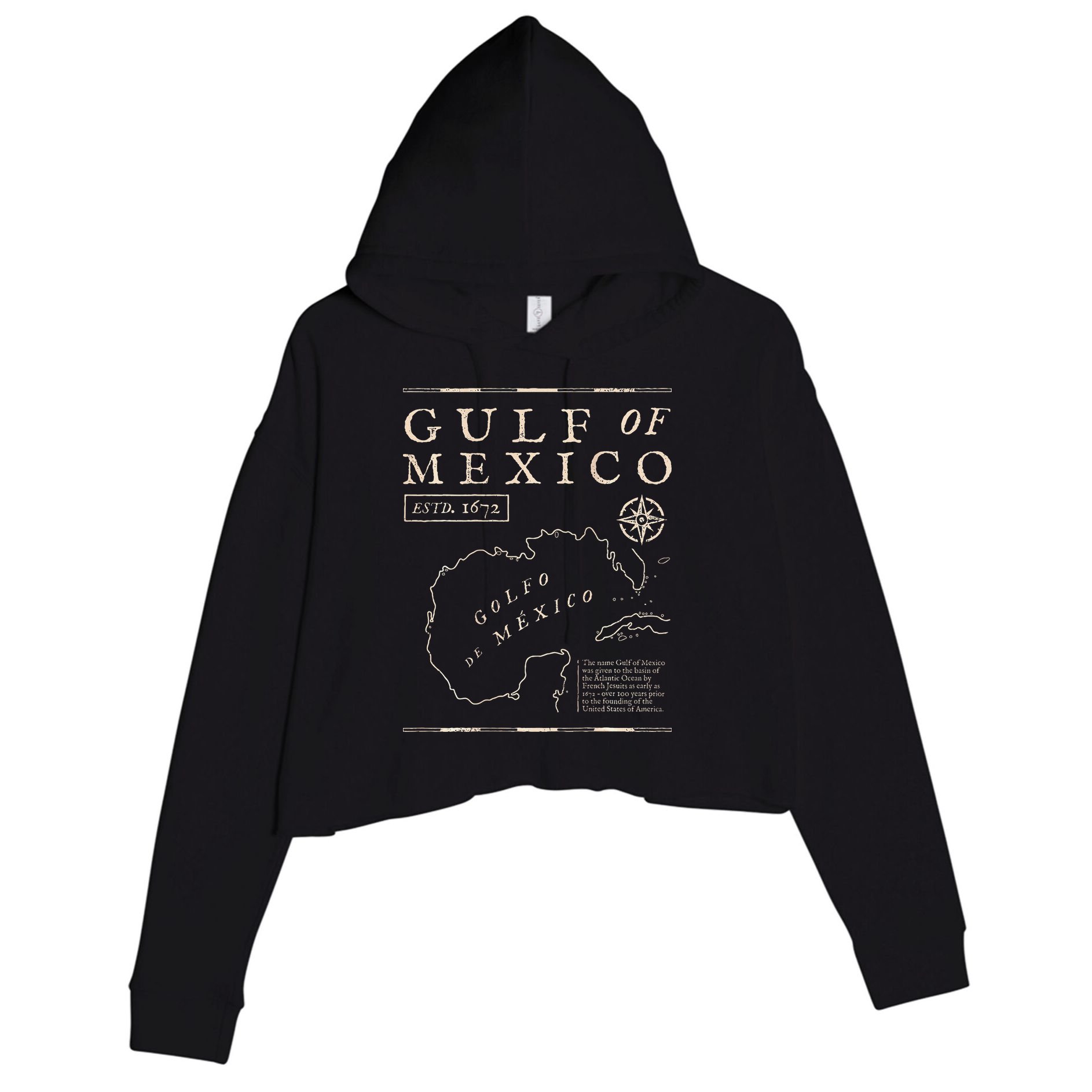 Gulf Of Mexico 1672 Historic Map De MéXico Crop Fleece Hoodie