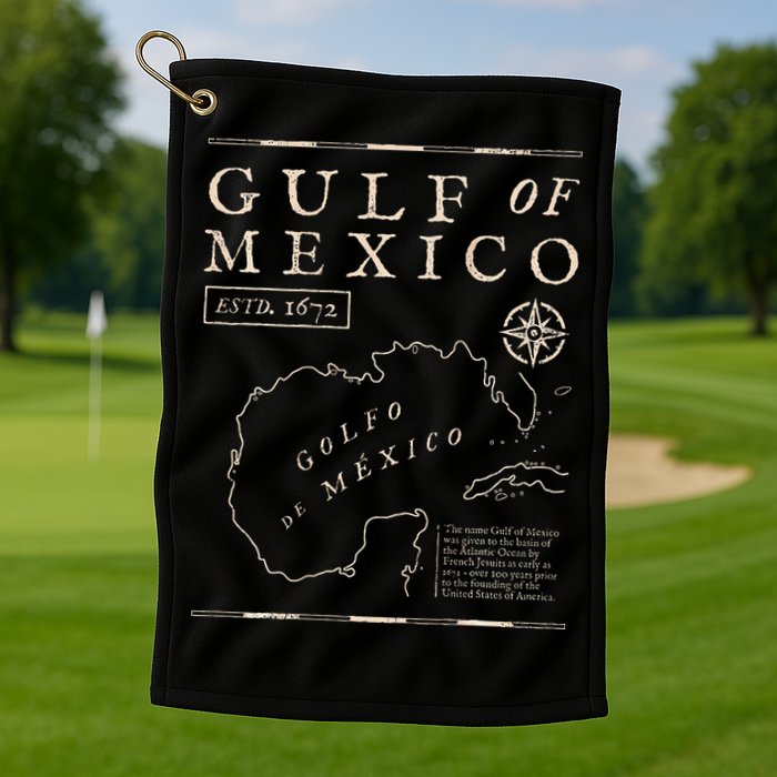Gulf Of Mexico 1672 Historic Map De MéXico Golf Towel