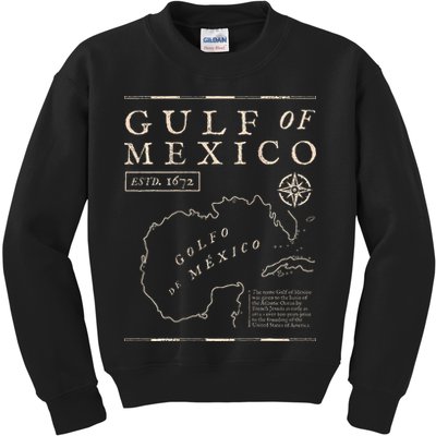 Gulf Of Mexico 1672 Historic Map De MéXico Kids Sweatshirt