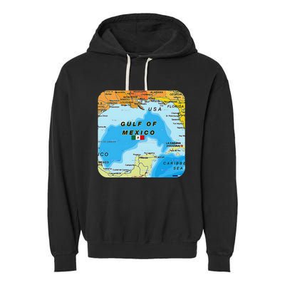 Gulf Of Mexico Map Flag Always Retro Vintage Garment-Dyed Fleece Hoodie