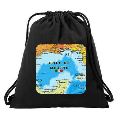 Gulf Of Mexico Map Flag Always Retro Vintage Drawstring Bag