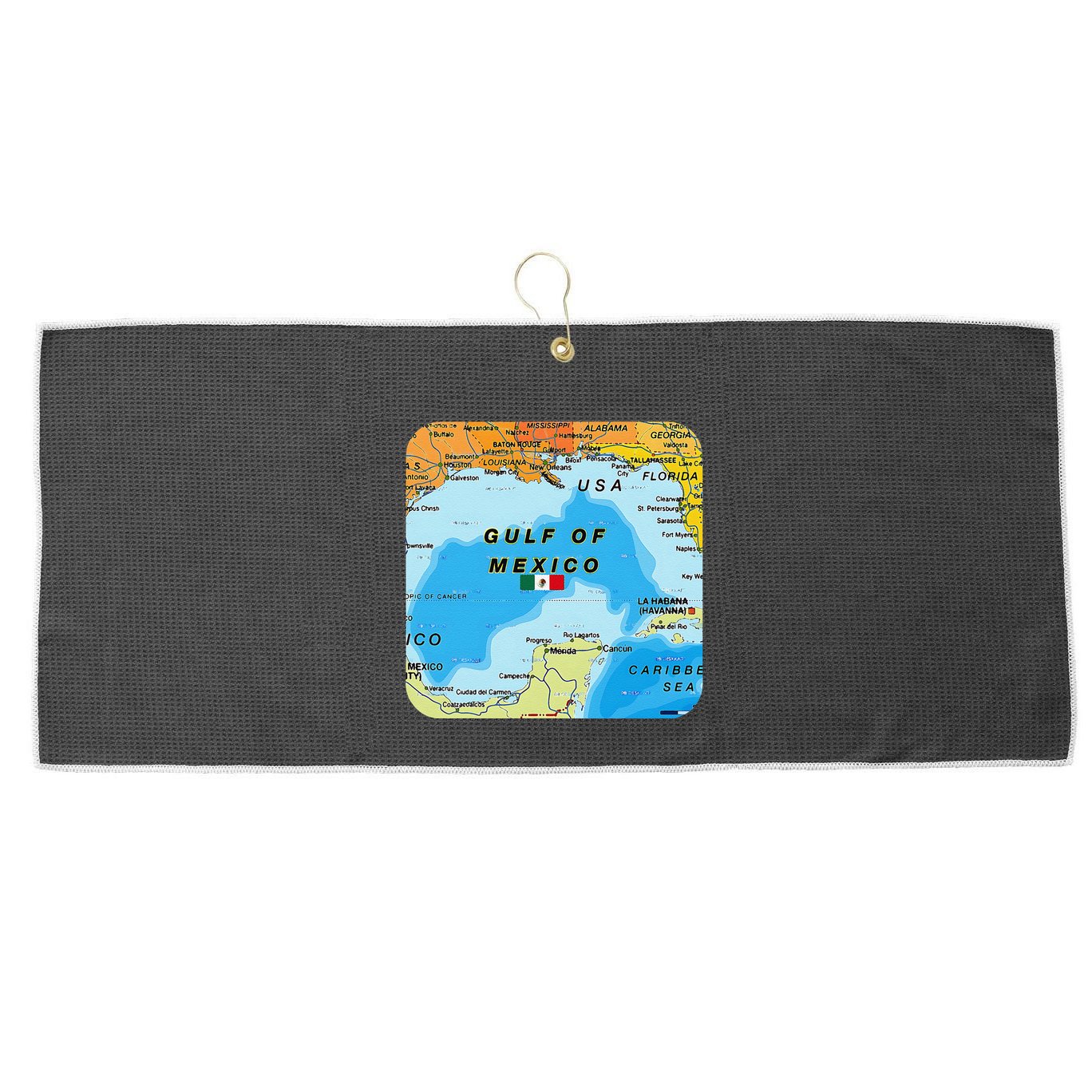 Gulf Of Mexico Map Flag Always Retro Vintage Large Microfiber Waffle Golf Towel