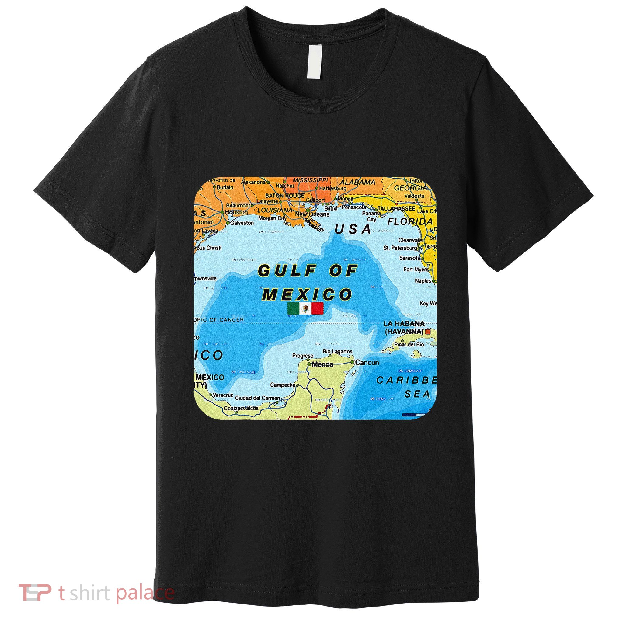 Gulf Of Mexico Map Flag Always Retro Vintage Premium T-Shirt