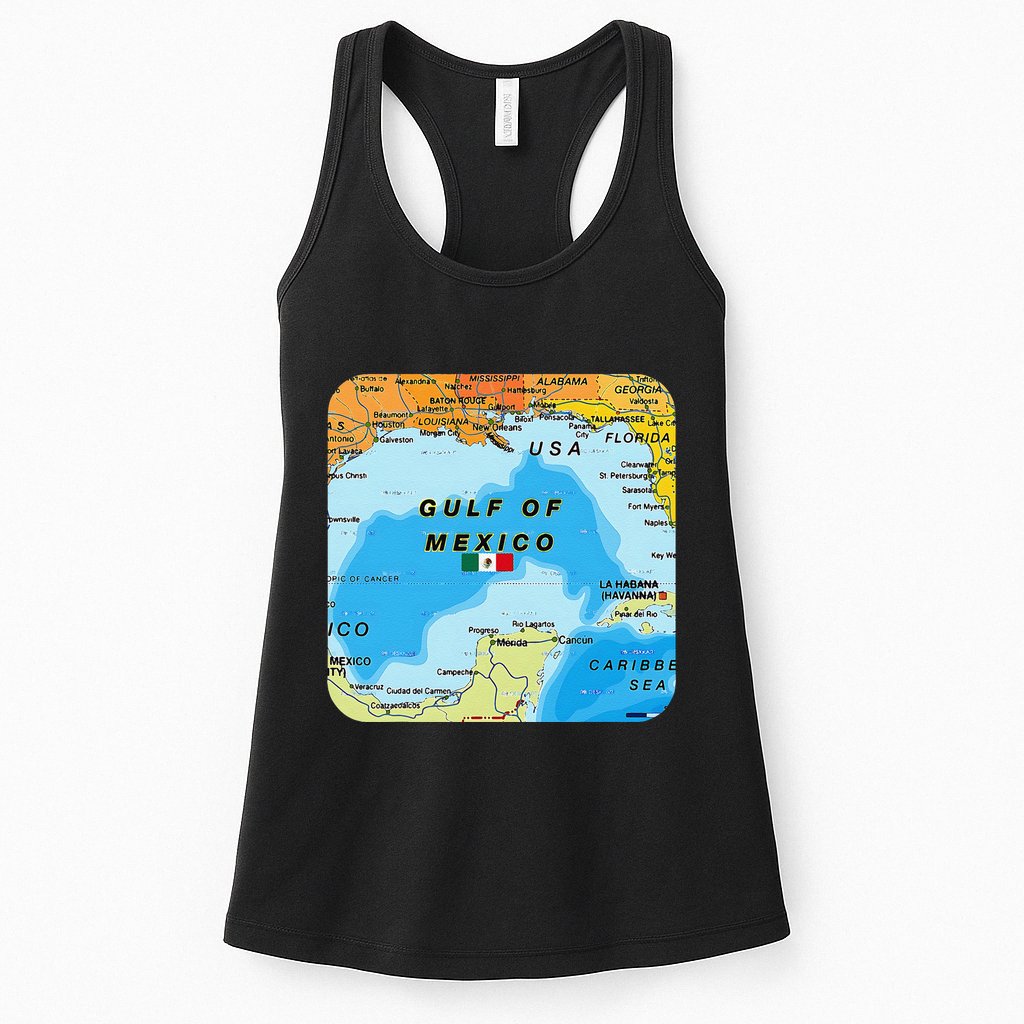 Gulf Of Mexico Map Flag Always Retro Vintage Womens Tank Top