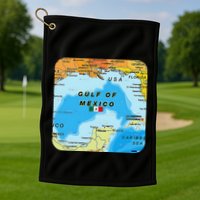 Gulf Of Mexico Map Flag Always Retro Vintage Golf Towel