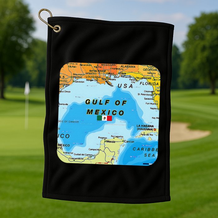 Gulf Of Mexico Map Flag Always Retro Vintage Golf Towel
