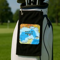 Gulf Of Mexico Map Flag Always Retro Vintage Golf Towel