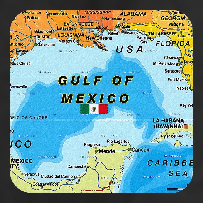 Gulf Of Mexico Map Flag Always Retro Vintage Golf Towel