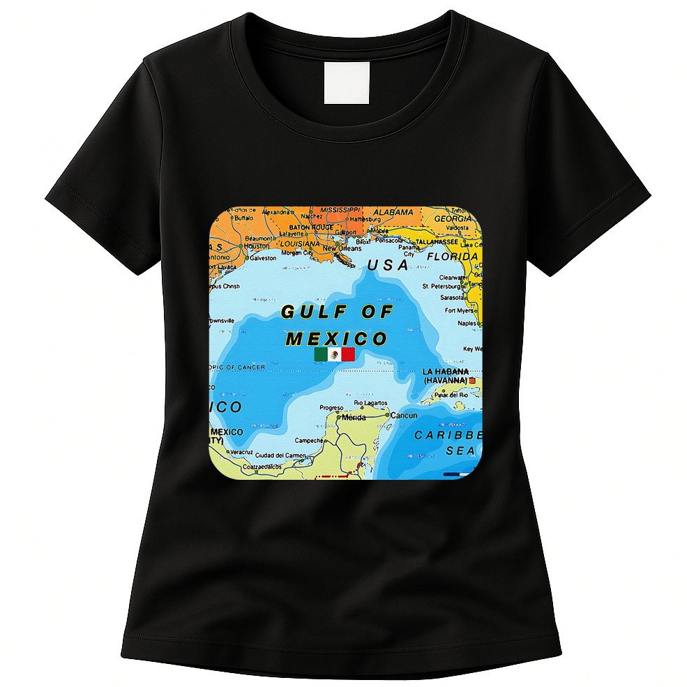 Gulf Of Mexico Map Flag Always Retro Vintage Womens T-Shirt