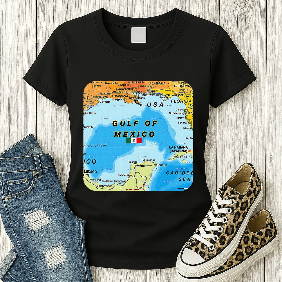 Gulf Of Mexico Map Flag Always Retro Vintage Womens T-Shirt