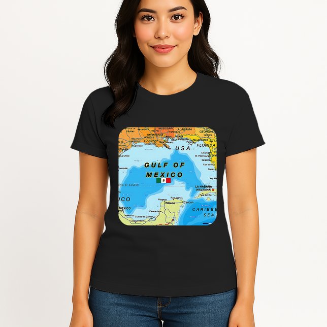 Gulf Of Mexico Map Flag Always Retro Vintage Womens T-Shirt