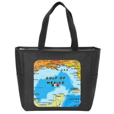 Gulf Of Mexico Map Flag Always Retro Vintage Zip Tote Bag