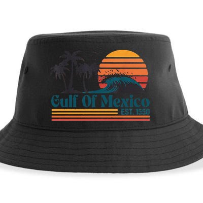Gulf Of Mexico Est 1550 Retro Vintage Beach Gulf Of Mexico Sustainable Bucket Hat