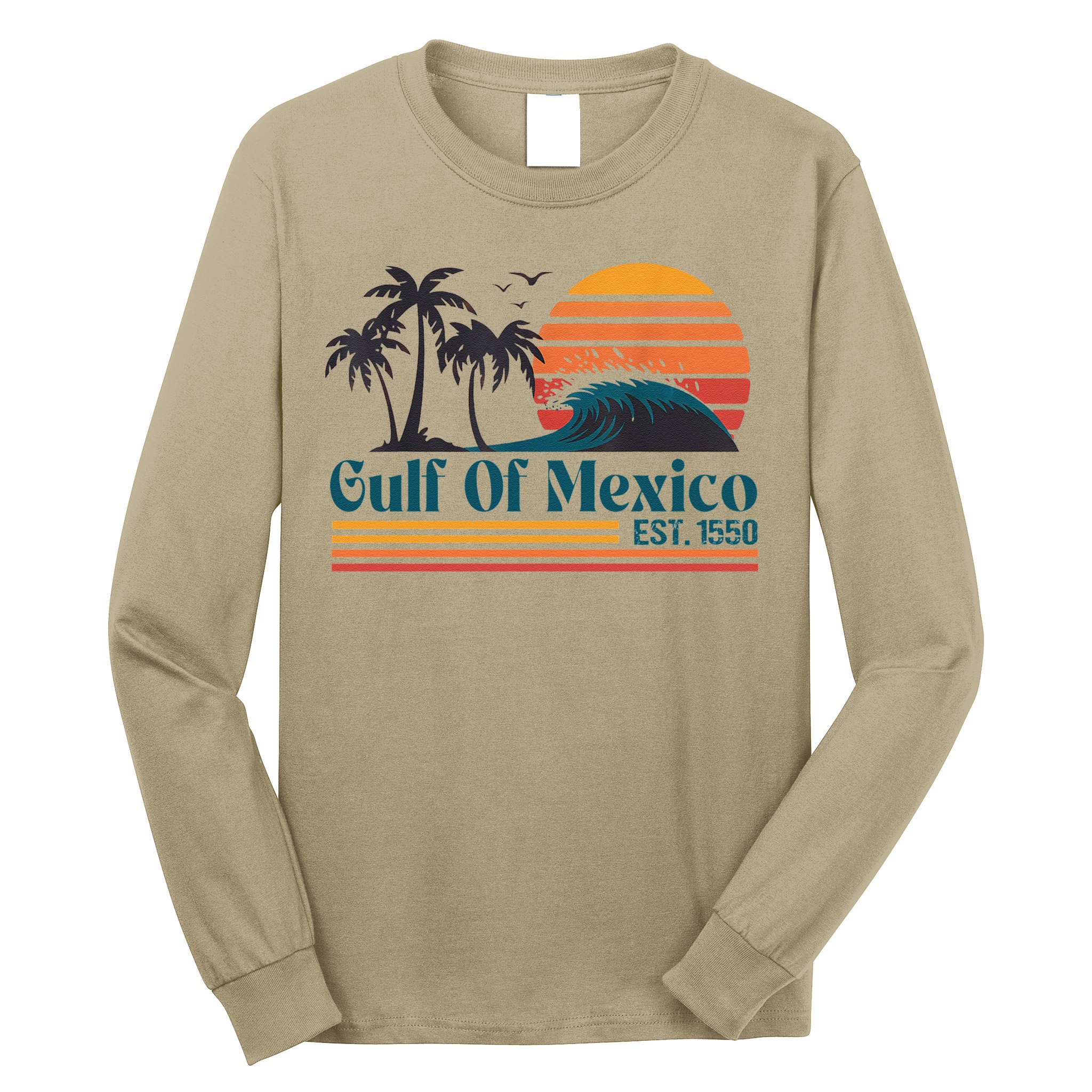 Gulf Of Mexico Est 1550 Retro Vintage Beach Gulf Of Mexico Long Sleeve Shirt