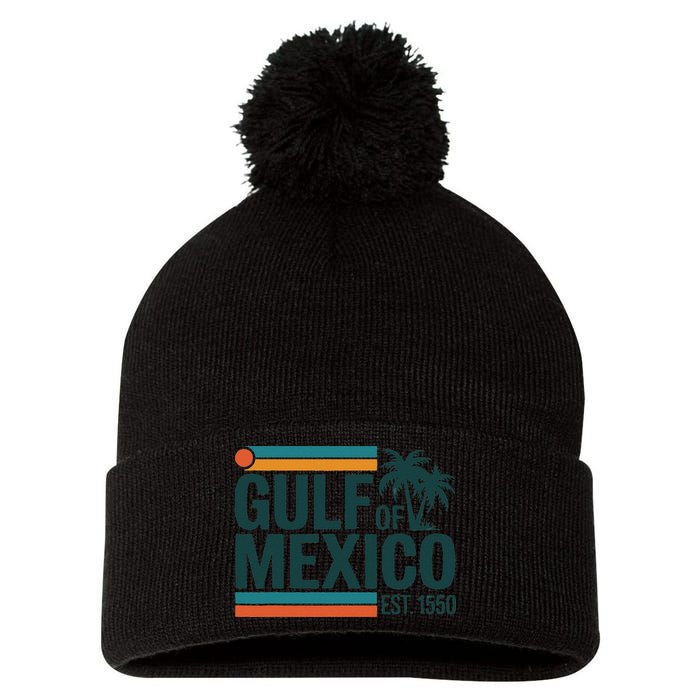 Gulf Of Mexico Est 1550 Retro Vintage Beach Gulf Of Mexico Pom Pom 12in Knit Beanie