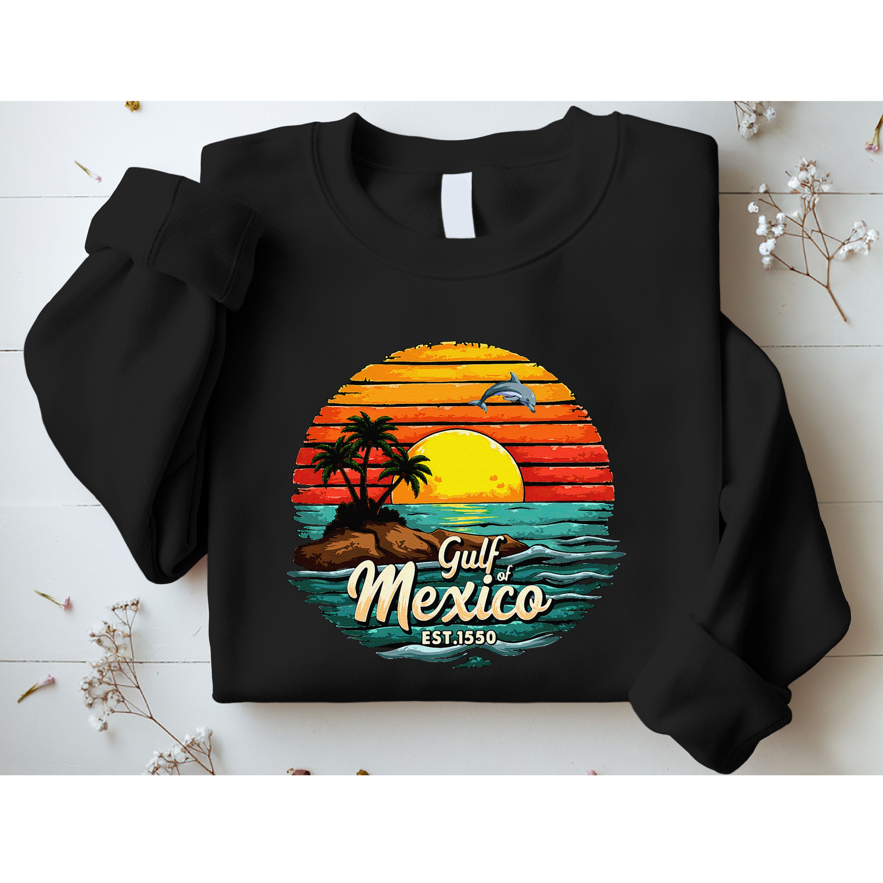 Gulf Of Mexico Since 1550 Retro Vintage Beach Palm Sweatshirt